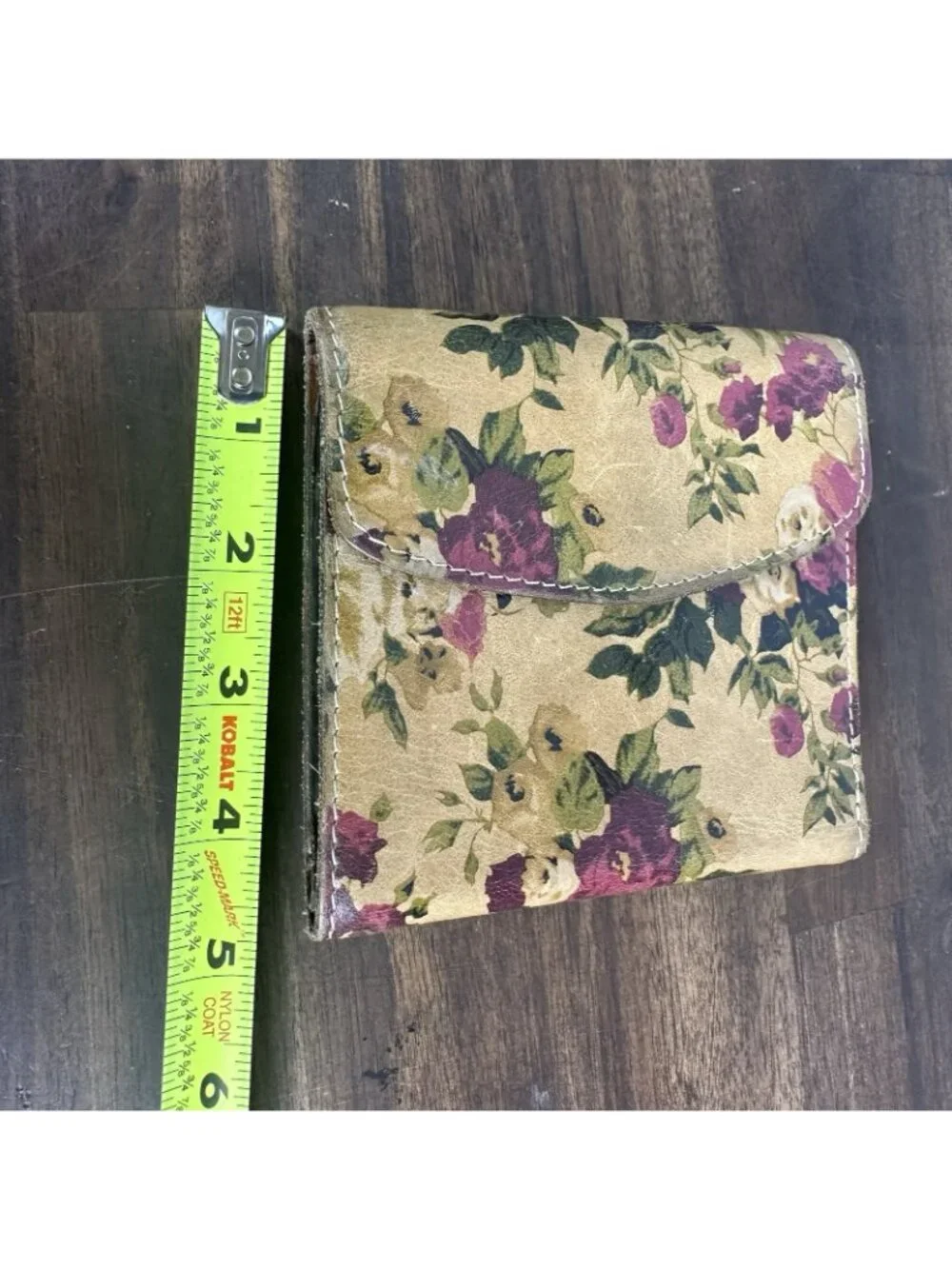 Patricia Nash Astra Wallet Antique Rose Leather tan purple green 4713